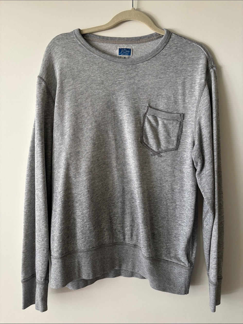 J. Crew Men’s Heather Gray Crewneck Pocket Sweatshirt